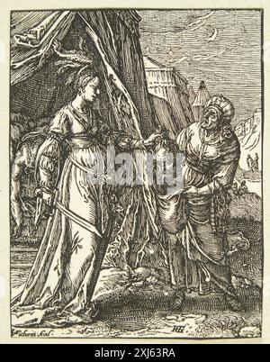 Judith with Holofernes' Head Sichem (i), Christoffel van 1546 - 1624, Goltzius, Hendrick 1558 - 1617 Woodcut, Print the New Hollstein Dutch and Flemish etchings, incisioni e xilografie 1450-1700, Hendrick Goltzius, Part i-IV, Marjolein Leesberg, 395 i, C 48058, 2012 Judith med Holofernes' hoved Foto Stock