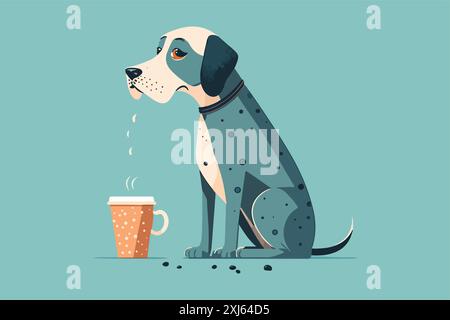 Illustrazione vettore del caffè bevente del cane Illustrazione Vettoriale