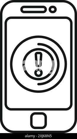 Lo smartphone visualizza un messaggio di avviso che indica un potenziale problema o notifica Illustrazione Vettoriale