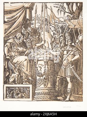 Mucio Scaevola Andreani, Andrea 1558 - 1629, Peruzzi, Baldassare 1481 - 1536 Chiaroscuro Woodcut, Print the Illustrated Bartsch 48, Italian Chiaroscuro Woodcuts, Caroline Karpinski, p. 152, 7, C 36237, 1983 Mucio Scaevola Foto Stock