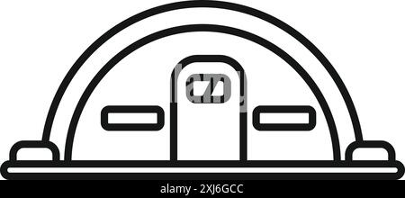 Edificio dell'hangar militare per lo stoccaggio degli aeromobili, semplice icona nera del contorno Illustrazione Vettoriale