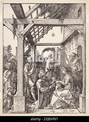 The Adoration of the Magi Dürer, Albrecht 1471 - 1528 Woodcut, Print Dürer-Katalog: ein Handbuch über Albrecht Dürers Stiche, Radierungen, Holzschnitte, deren Zustände, Ausgaben und Wasserzeichen, Joseph Meder, nr. 208 g, 11088, 1932. Albrecht Dürer: 1-2, Erwin Panofsky, vol II, nr. 223, 16666, 1945. The Illustrated Bartsch 10, Sixteenth Century German Artists, Albrecht Dürer: Albrecht Dürer, Walter L. Strauss, 3, C 36179, 1980. Albrecht Dürer: das druckgraphische Werk, Rainer Schoch, vol. II, n. 225, k2004-216, 2001-2004 l'adorazione dei magi Foto Stock