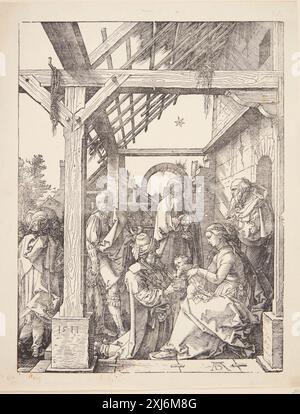 The Adoration of the Magi Dürer, Albrecht 1471 - 1528 Woodcut, Print Dürer-Katalog: ein Handbuch über Albrecht Dürers Stiche, Radierungen, Holzschnitte, deren Zustände, Ausgaben und Wasserzeichen, Joseph Meder, nr. 208 g, 11088, 1932. Albrecht Dürer: 1-2, Erwin Panofsky, vol II, nr. 223, 16666, 1945. The Illustrated Bartsch 10, Sixteenth Century German Artists, Albrecht Dürer: Albrecht Dürer, Walter L. Strauss, 3, C 36179, 1980. Albrecht Dürer: das druckgraphische Werk, Rainer Schoch, vol. II, n. 225, k2004-216, 2001-2004 l'adorazione dei magi Foto Stock