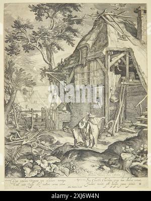 Abraham, dove Hagar manda via Matham, Jacob 1571 - 1631, Bloemaert, Abraham 1566 - 1651 incisione di rame, Stampa Abraham, der sender Hagar bort Foto Stock