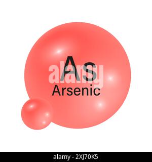 Icona AS. Simbolo dell'arsenico. Sfera a gradiente rosso. Immagine vettoriale scientifica. Illustrazione Vettoriale