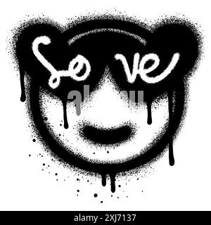 Emoticon sorridente per il viso dei graffiti verniciati a spruzzo. Illustrazione Vettoriale