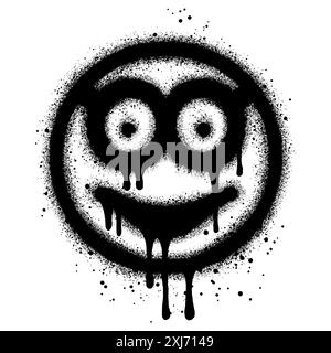 Emoticon sorridente per il viso dei graffiti verniciati a spruzzo. Illustrazione Vettoriale