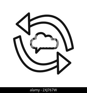 Icona di sincronizzazione linea vettoriale logo marchio o set di simboli stile contorno raccolta Illustrazione Vettoriale