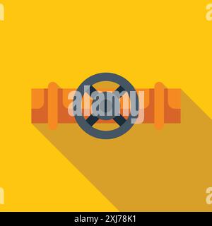 Valvola per tubazioni industriali che regola il flusso di liquido o gas attraverso un tubo Illustrazione Vettoriale