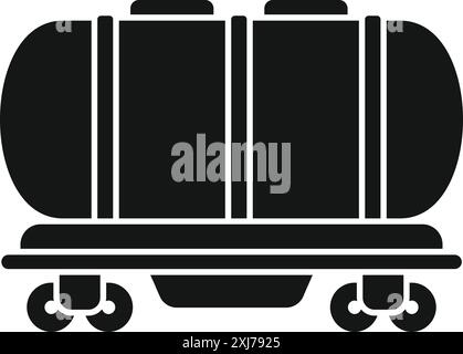 Icona nera di un carro cisterna che trasporta petrolio, gas o altri prodotti petroliferi Illustrazione Vettoriale