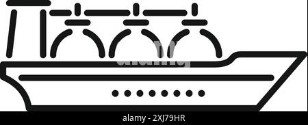 Disegno in linea di una grande cisterna gnl che trasporta gas naturale liquefatto per l'esportazione internazionale Illustrazione Vettoriale