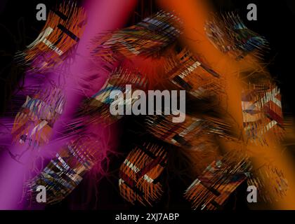 Effetti digitali. Motivo di stampa in tessuto. Motivo colorato. Stampe di tessuto, motivo, stampe tessili, modello di abbigliamento, linee colorate, stampa tessile, tessile Foto Stock