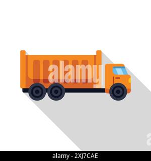 Dumper ribaltabile arancione per il trasporto di materiali da costruzione in cantiere Illustrazione Vettoriale