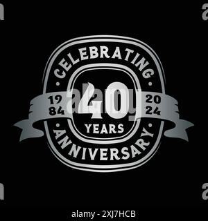 Modello di disegno del logo per la celebrazione del 40° anniversario. 40th Anniversary Vector and Illustration. Illustrazione Vettoriale