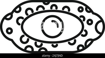 Icona del batterio al microscopio che mostra la membrana cellulare e il nucleo, che rappresenta microbiologia e ricerca scientifica Illustrazione Vettoriale