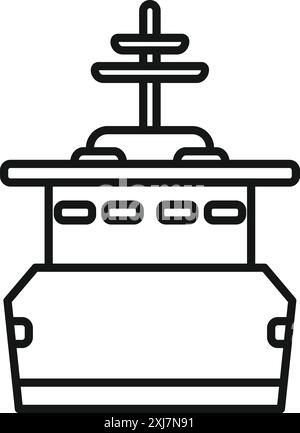Disegno in bianco e nero di una nave da guerra militare in missione Illustrazione Vettoriale