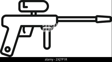 Semplice disegno lineare di una pistola tracciafile paintball, perfetta per rappresentare paintball, sport e attività ricreative Illustrazione Vettoriale