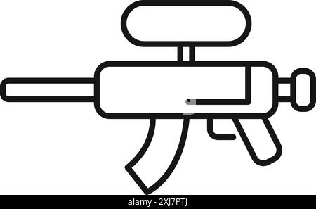 Icona della line art di una pistola tracciafile paintball, perfetta per rappresentare lo sport del paintball Illustrazione Vettoriale