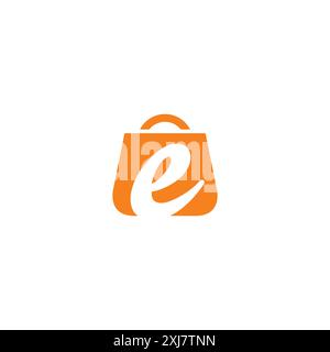 Design del logo eCommerce. Acquista modello di design con logo. Logo lettera e della borsa Illustrazione Vettoriale