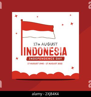 Indonesia Independence Day 2022 Social Media Post Template Illustrazione Vettoriale