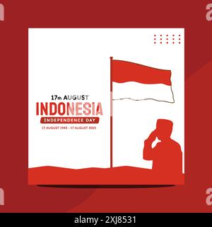 Indonesia Independence Day 2022 Social Media Post Template Illustrazione Vettoriale