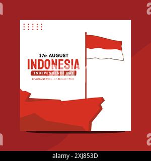 Indonesia Independence Day 2022 Social Media Post Template Illustrazione Vettoriale