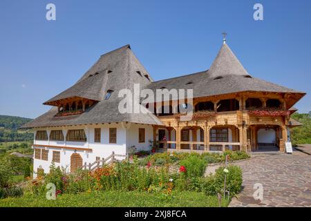 Maramures Romania 12 luglio 2024. Immagini Monastero di Barsana in Romania, visita in un giorno d'estate. Foto Stock