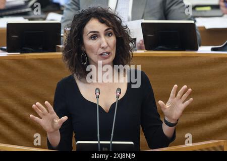 Namur, Belgio. 17 luglio 2024. PS Christie Morreale nella foto durante una sessione plenaria del Parlamento vallone a Namur, mercoledì 17 luglio 2024. Nel corso di questa sessione verrà esaminata la dichiarazione politica regionale. BELGA PHOTO BRUNO FAHY credito: Belga News Agency/Alamy Live News Foto Stock