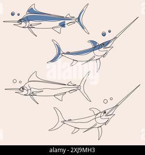 Vivace illustrazione di un pesce di acqua salata che nuota nell'oceano Illustrazione Vettoriale