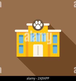 Illustrazione che raffigura un edificio di una clinica veterinaria, che sottolinea l'importanza della salute degli animali domestici e dei servizi veterinari Illustrazione Vettoriale