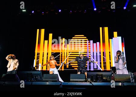 Milano, Italia, 17 luglio 2024. Il gruppo hip-hop alternativo Black Eyed Peas si esibisce dal vivo al Fiera Milano Live di Rho, Milano, Italia. Crediti: Maria Laura Arturi/Alamy Live News Foto Stock