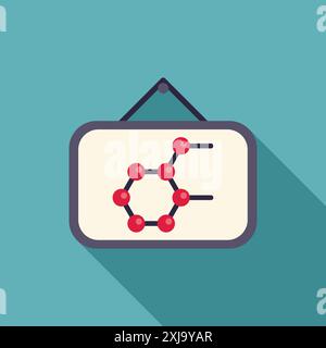 La lavagna è appesa a una parete con una formula molecolare disegnata su di essa, che illustra il concetto di legami chimici Illustrazione Vettoriale