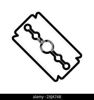 Icona del rasoio a lama impostata nello stile del contorno della linea sottile e nel segno vettoriale lineare Illustrazione Vettoriale