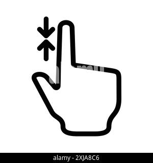 Icona Zoom Gesture impostata in stile contorno linea sottile e segno vettoriale lineare Illustrazione Vettoriale