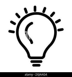 icona della lampadina impostata con uno stile di contorno sottile e un segno vettoriale lineare Illustrazione Vettoriale