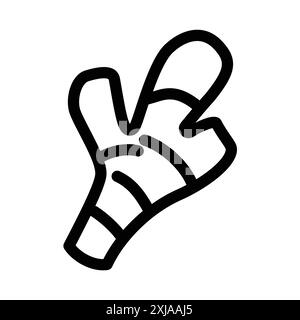 Icona zenzero impostata nello stile del contorno della linea sottile e nel segno vettoriale lineare Illustrazione Vettoriale