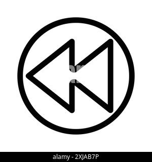 Riavvolgi l'icona freccia indietro precedente impostata in stile contorno linea sottile e segno vettoriale lineare Illustrazione Vettoriale