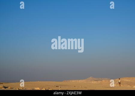 Deserto del Negev paesaggio panoramico fotografato al torrente Havarim (vicino a Kibbutz Sde Boker), Israele Foto Stock