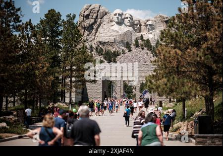 Mount Rushmore National Memorial situato appena fuori Keystone, South Dakota, Stati Uniti d'America. Foto Stock