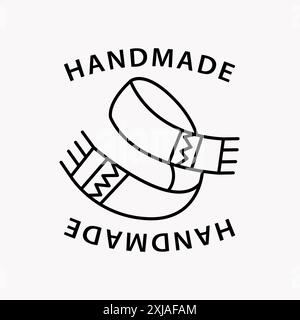 Sciarpa realizzata con logo Love Knitting. Distintivo fatto a mano Illustrazione Vettoriale