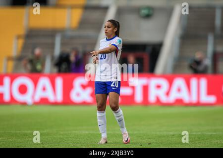 16 luglio 2024, Delphine Cascarino di Francia durante le qualificazioni a UEFA EURO 2025: Repubblica d'Irlanda 3 - Francia 1, giocata a Páirc Uí Chaoimh, Cork, Foto Stock