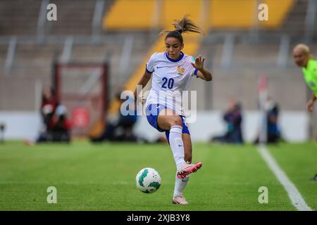 16 luglio 2024, Delphine Cascarino di Francia durante le qualificazioni a UEFA EURO 2025: Repubblica d'Irlanda 3 - Francia 1, giocata a Páirc Uí Chaoimh, Cork, Foto Stock