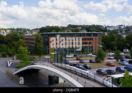 Lüdenscheid, NRW, Germania. 16 luglio 2024. Edificio degli uffici fiscali a Lüdenscheid Foto Stock