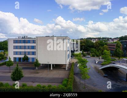 Lüdenscheid, NRW, Germania. 16 luglio 2024.costruzione dell'Università di Scienze applicate della Westfalia meridionale Foto Stock