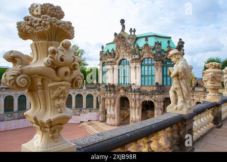 Lo Zwinger, un complesso sontuoso con giardini. Dresda, Germania. Foto Stock