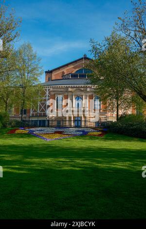 Vista della Richard Wagner Festspielhaus a Bayreuth in Baviera, Germania. Foto Stock