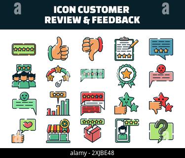 Icona recensioni dei clienti e illustrazione del vettore di feedback Illustrazione Vettoriale