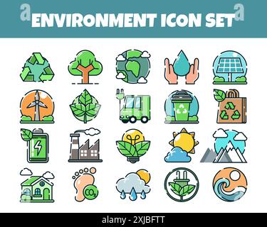 Le icone di ambiente impostano l'illustrazione vettoriale Illustrazione Vettoriale