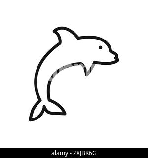 Icona Dolphin segno grafico vettoriale lineare o set di simboli per l'interfaccia utente dell'app Web Illustrazione Vettoriale
