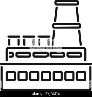 Disegno della linea di una centrale nucleare che genera energia elettrica Illustrazione Vettoriale